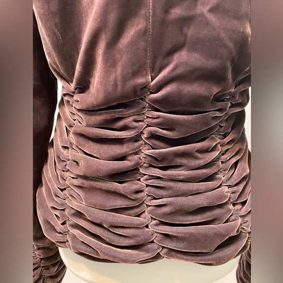 RARE☀️Vintage 100% Silk Crushed Velvet Romantic,Poet jacket with ruching.Size S - Picture 5 of 13